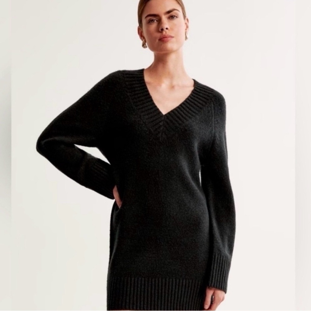 ABERCROMBIE & FITCH wool blend v-neck tunic sweater dress size XXS tall cozy